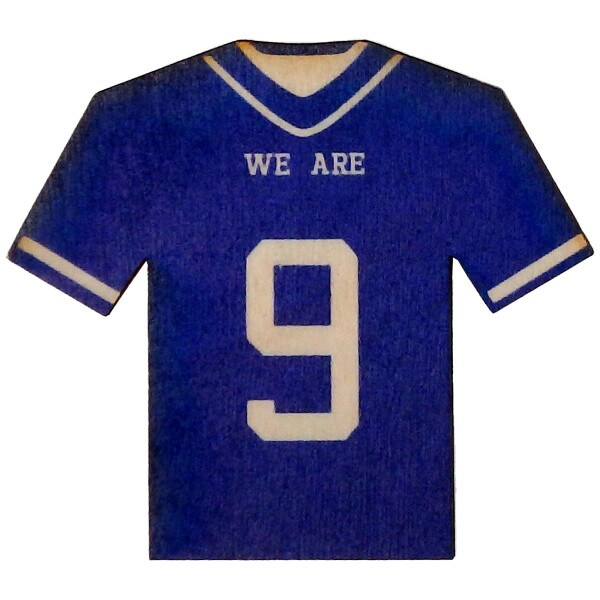 wood magnet navy jersey with We Are #9